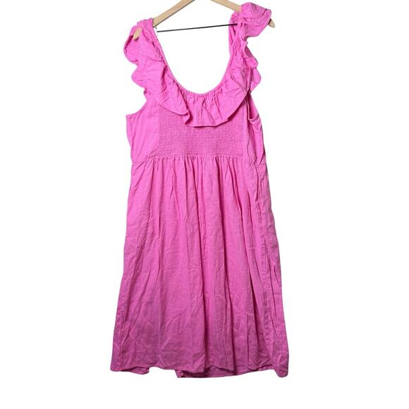 Ava & Viv Pink Linen Blend Ruffle Sleeves Dress Sundress Women’s Plus 1X - Picture 2 of 10